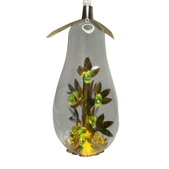 Vintage Ornament Resl Lenz Pear Tree Christmas 60s Germany Glass Retro Foil - Picture 2 of 7